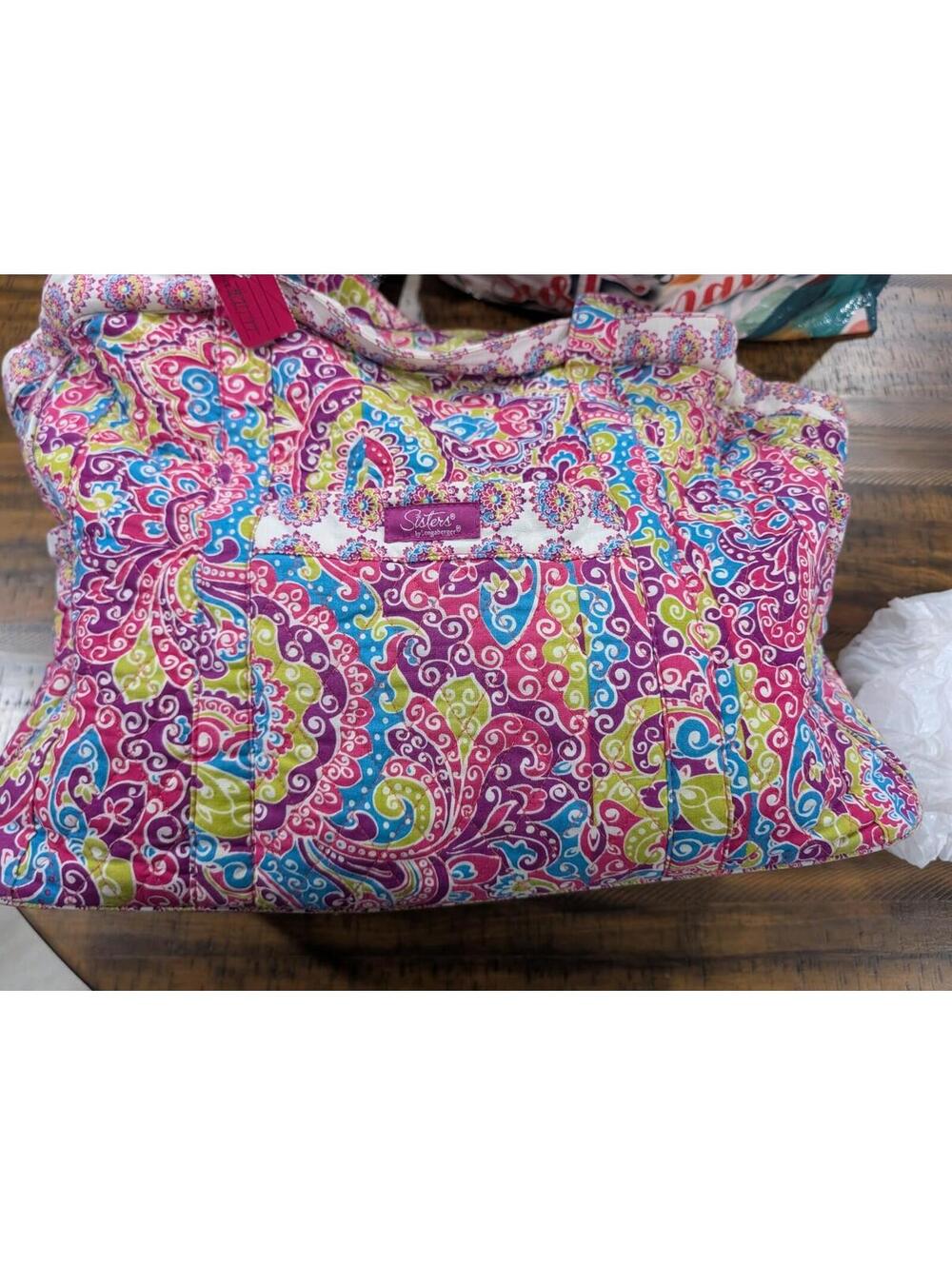 Sisters By Longaberger Overnight Weekender Bag Bright Colors Paisley